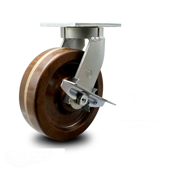 Service Caster 10 Inch Heavy Duty High Temp Phenolic Swivel Caster with Brake and Swivel Lock SCC-KP92S1030-PHRHT-SLB-BSL - main